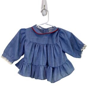 Blue and White Vtg Patriotic Baby Summer Dress 0-3 months